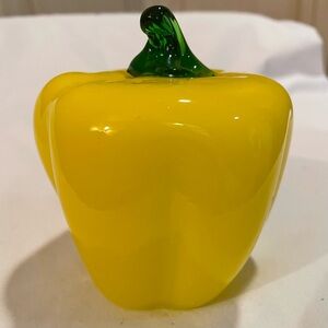 Vintage Yellow Glass Bell Pepper Decor